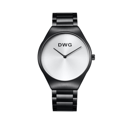 Black Thin Stainless Steel Quartz Analog Wrist Watch Water Resistant